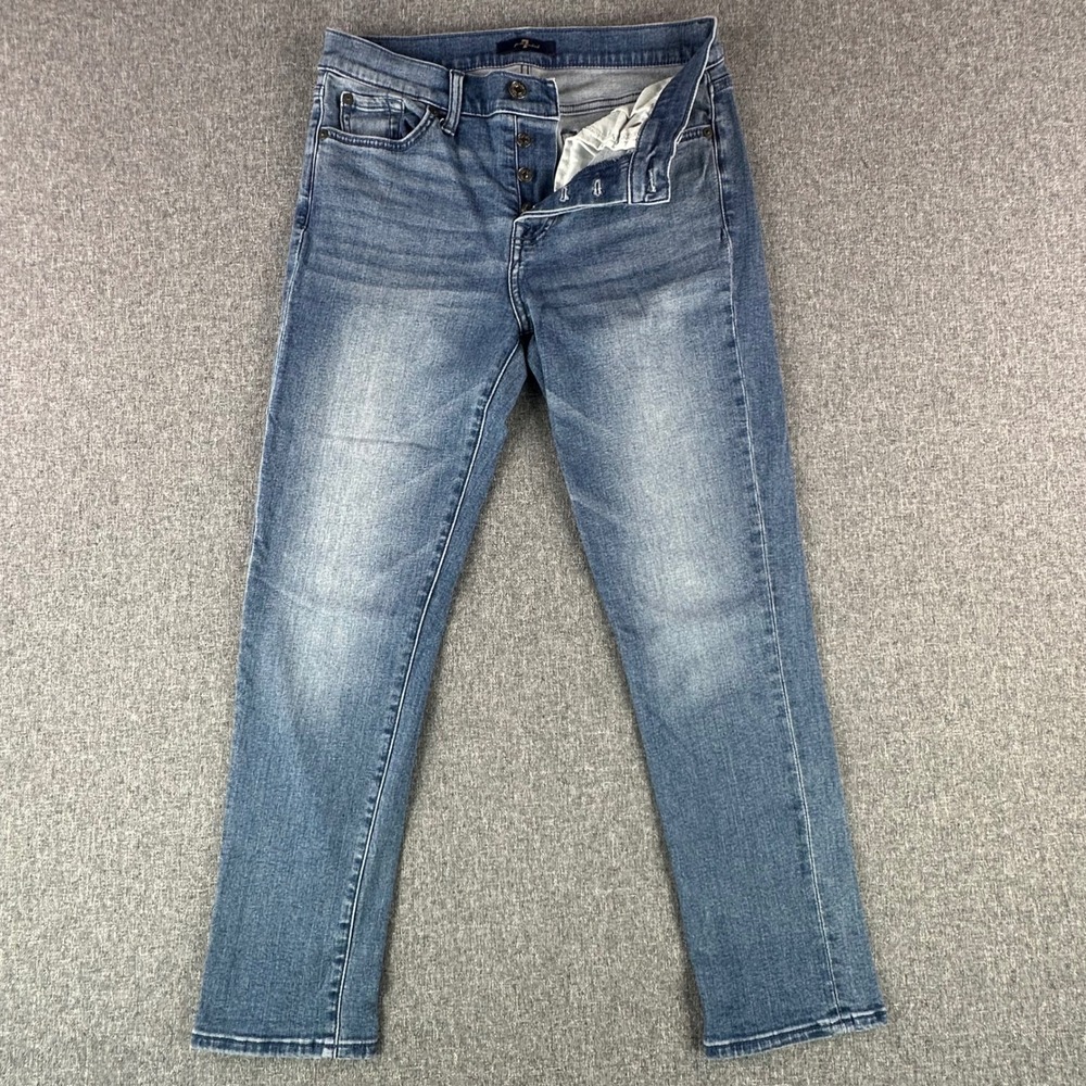 7 For All Mankind Jeans‎ Womens 26 Josefina Blue Button Fly Slim Boyfriend Denim